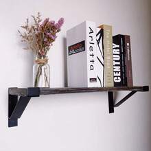 Heavy Duty Shelf Brackets 16 Inch, Industrial Wall Brackets With Lip Metal Storage Brackets Outdoor/Indoor Include Screws 2 Pack Black - 黑色 - 查看 6