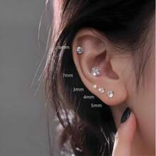 5 pièces Boucles d'oreilles en argent 925 noble et exquises portables, étincelantes pour hommes et femmes, avec cristaux de zircone cubique. Clous d'oreilles polyvalents et pour un usage quotidien