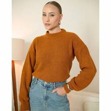 Blusa De Frio Feminina Tricot Manga Longa Bufante Casual De trico  Moda Diário Inverno