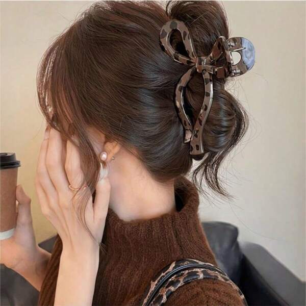 Pinces à cheveux surdimensionnées avec nœud imprimé léopard pour femmes, accessoires de cheveux élégants, cadeau d'anniversaire