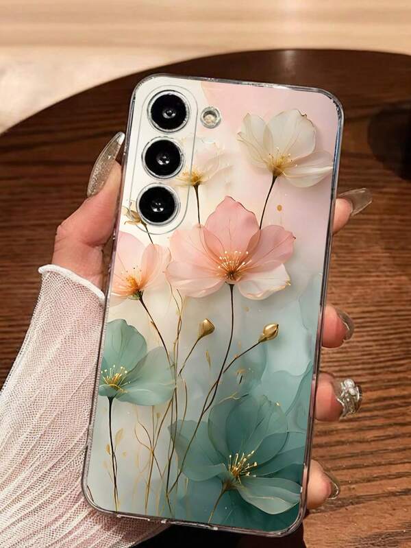 1 pieza Funda de teléfono transparente y suave con diseño floral de moda compatible con Samsung Galaxy A04e/A12/A13/A14/A34/A50/A52/A53/A54/S21/S22/S23/S24/S25/S25 Ultra, resistente al agua, a los golpes y a los arañazos