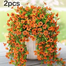 2pcs UV-Resistant Daisy Hanging Flowers - Realistic Artificial Flower Decor For Indoor And Outdoor, Perfect For Porch, Window, Yard - Easy Maintenance