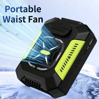 Portable Personal Waist Fan And Neck Fan, 5000RPM Brushless Motor, Rechargeable During 40H Operation, Three Adjustable Wind Speeds, Strong LED, Suitable For Clip On Personal Body Cooling In Camping/Construction Sites/Outdoors