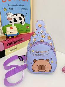 Borsa a tracolla per bambini con simpatica stampa a capibara, borsa da sport leggera e casual da indossare in vita o a tracolla, borsa marsupio da viaggio all'aperto con cinturino regolabile, borsa a tracolla per il cellulare e le monete per uso quotidiano - Castano - Visualizzare 9