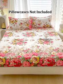 1pc Soft & Pretty Floral Pattern Fitted Sheet, Bedding, Breathable Home Use Children Fitted Sheet, Soft Fitted Sheet For Single Bed, Bedroom, Boys & Girls, All Seasons