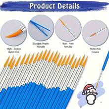 30pcs Flat & Pointed Tip Paint Brushes Set, Ideal For Acrylic Oil Painting, Canvas, Face Painting, Art Supplies, Great For Artists & Hobbyists, Perfect For Back To School Season