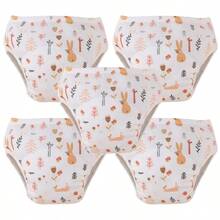 5pcs/Set Toddler Potty Training Pants - Washable, Leak-Proof Diaper Covers With Fun Space & Beautiful Prints, Breathable Fabric For Boys & Girls, Multi-Layer Protection, Suitable For 3 Months To 5 Years Old Children, Night & Daytime Underwear, Multi-Layer Design, Potty Training Underwear - (With Edging Anti-Leak) - Multicolor - View 17