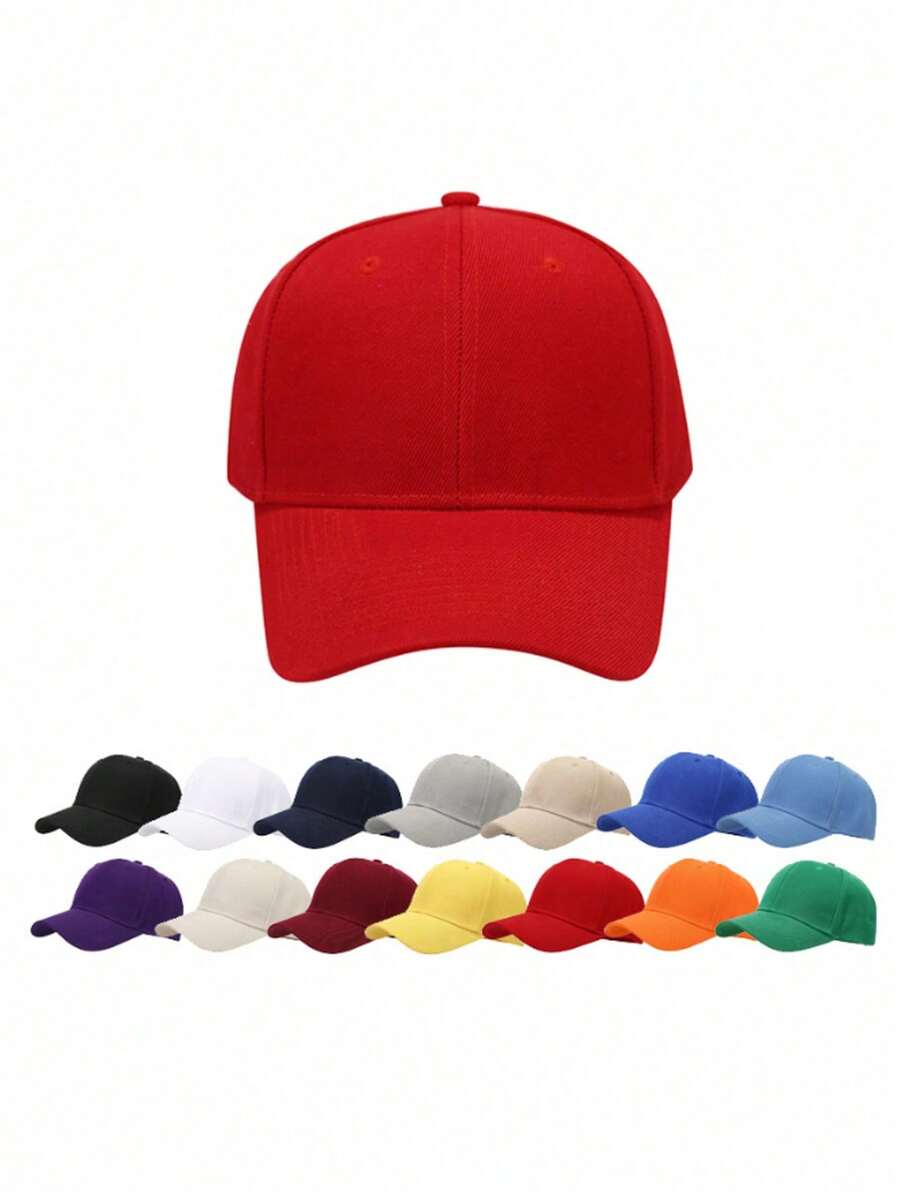 1 pezzo Cappellino da baseball classic unisex in tinta unita, con fibbia in rame regolabile, in tessuto traspirante e non ingombrante, a visiera curva per tutte le stagioni e adatto a ogni occasione - Multicolore - Visualizzare 1