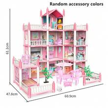 Children's Princess Castle Villa Playset, DIY Assembly Dollhouse Toy Gift For Girls