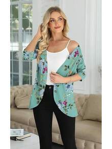 Chaqueta de punto informal de mujer Yincro con manga 3/4, suave, abierta por delante - verde menta - Ver 4