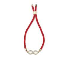 1 Stück mikro-Set Armband mit vergoldeter Zirkonia Unendlichkeitsschleife und rotem Seil, glückliches Geschenk zum Valentinstag oder Muttertag