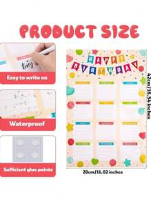 4pcs Birthday Chart Poster Set - Colorful Happy Birthday Calendar Posters, Reusable, Waterproof, Classroom Birthday Chart, Bulletin Board Decor, Back To School Teacher Supplies, Vibrant Monthly Birthday Tracker, Classroom & Room Decor