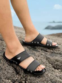 Chinelos masculinos de moda de verão - , Sola antiderrapante, Conforto durante todo o dia, Material de PU, Ideal para o dia a dia, trabalho, praia, férias, presente perfeito para feriados! Sandálias, Sandálias de enfiar, Chinelos de praia de bico aberto de verão
