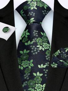 Black Background With Green Flowers