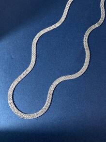 Newsoul 1 Pièce Collier De Chaîne De Clavicule Tissé Large Empilable Minimaliste De Luxe En Argent Sterling 925 Pour Femme, Cadeau De Rendez-vous Élégant Original D'anniversaire Simple Et De Grande Qualité