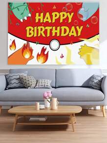 pokemon Cute Pokemon Pikachu Themed Background Cloth – 1 Piece Birthday Party Photo Banner | Hanging Decor With Ribbons, Banners & Confetti For Kids' Parties Christmas And Halloween Festival Supplies And Decorations