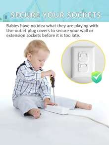 10pcs US Standard Baby Proof Electrical Outlet Covers, 3-Prong Power Protector Safety Plugs - White - View 3
