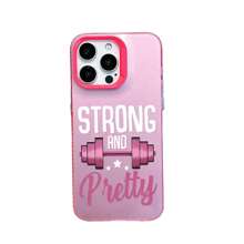 HANCAI Capa de celular à prova de choque com estampa gráfica de halteres/barra fitness rosa saudável, compatível com Apple 11/12/13/14/15/16/16 Pro/16 Pro Max