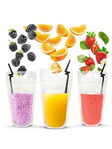 Bolsas para empacar líquido de café, bolsas portátiles para bebidas, bolsas para jugo, envases verticales para bebidas frías y calientes, bolsas con boquilla de succión transparente, a prueba de fugas, de alta calidad, bolsas de plástico para bebidas, bolsa de agua portátil transparente para exteriores, bolsa de viaje desechable a prueba de fugas, bolsa sellada reutilizable para líquidos, utilizada para almacenar bebidas alcohólicas, leche y otras bebidas, botella de agua - Multicolor - Ver 4