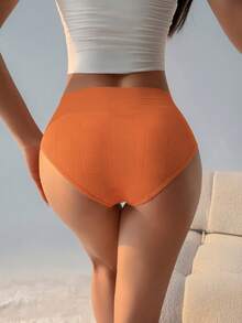 6 PCS Seamless Panties Mid Waist Maillard Color Women's Briefs Lifting Buttock High Elasticity Panty Comfortable & Breathable Lingerie Ladies Underwear - Multicolor - View 3