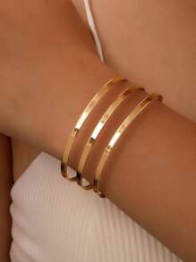 1 pieza Brazalete de metal de final abierto de moda para mujeres