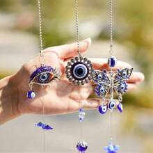 1pc,Evil Eye Crystal Sun Catcher - Optical Prism Rainbow Projection Wind Chime For Entryway Windows, Healing Energy Hanging Ornament With