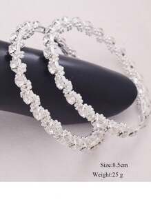 Cuier 1 paire de boucles d'oreilles créoles en argent pour femmes, boucles d'oreilles de rue avec des strass brillants