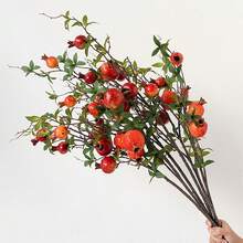 1pc Lifelike Pomegranate Branches - Artificial Flowers Lifelike Pomegranate Branches With 6 Faux Fruit Stems For Living Room Bedroom Home & Wedding Decor - Perfect For Christmas Artificial Flowers For Home Decoration In Autumn Valentine's Day & More Artificial Decorative Plants - Multicolor - View 6
