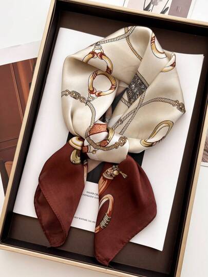 1pc Square Scarf Women Satin Bandana Print Scarves Head Band Fashion Lady Hair Shawl And Wrap Female Neckerchief Hijab