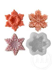 3 件圣诞雪花硅胶蜡烛模具 - 六角形可重复使用蜡烛硅胶模具、树脂工艺品、石膏、蜡 - 节日家居装饰、节日派对用品、DIY 礼品创意、工艺品、六角模具、装饰蜡烛、手工装饰品