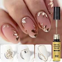 XEIJAYI 3pcs Metallic Painted Nail Gel Polish Nail Art Creative Elastic Metallic Painted Glue Painting Drawing Polish Emboss UV Gel Sculpture Design, Magic Mirror Effect, For Manicure DIY - 金色銀色玫瑰金3pcs - 查看 9