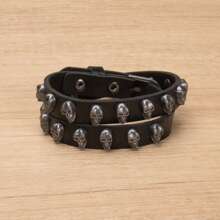 8pcs/16pcs/24pcs European And American Punk Style Rivet Personalized Men's Exaggerated Leather Bracelets