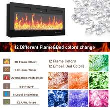 82" Modern High Gloss Fireplace TV Stand With 50" Fireplace, Entertainment Center With Electronic Flame And USB Powered LED Lights, TV Console Cabinet - 美規B型插(110-127V) - 查看 6