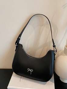 Túi đeo vai Crescent dành cho nữ, Túi đeo dưới cánh tay Bow Decor mới 2025 dành cho nữ - màu đen - Xem 5