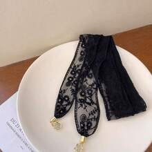 French Floral Lace Women's Headband Openwork Delicate Flower Ponytail Wrap Hair Accessory, Party Wedding Cosplay Accessory Hair Accessories Autumn Accessories Fall Winter Hair Band For Vacation Outfits Woman