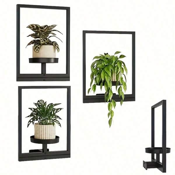 1pc/2pcs/3pcs Wall Plant Holder, Wall Planters For Indoor Plants, Window Plant Shelves For Multiple Plants Indoor Outdoor, Framed Plant Holder For Home Decor