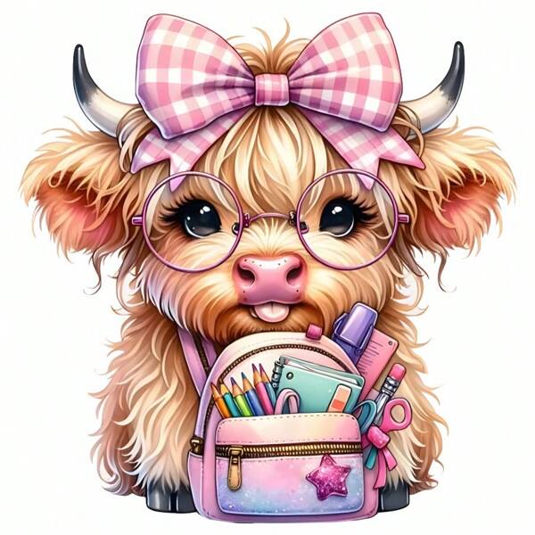 3pcs/4pcs/It's Another Year Of School Season, Cute Highland Cows Have Gone To School. Clothes Patches, DIY A-Level Washable Stickers, Clothes, Heat Transfer Stickers, Women's/Men's T-Shirts, Backpacks, Pillows, Decorative Badges, Labels, Baseball Caps, Backpacks, Etc