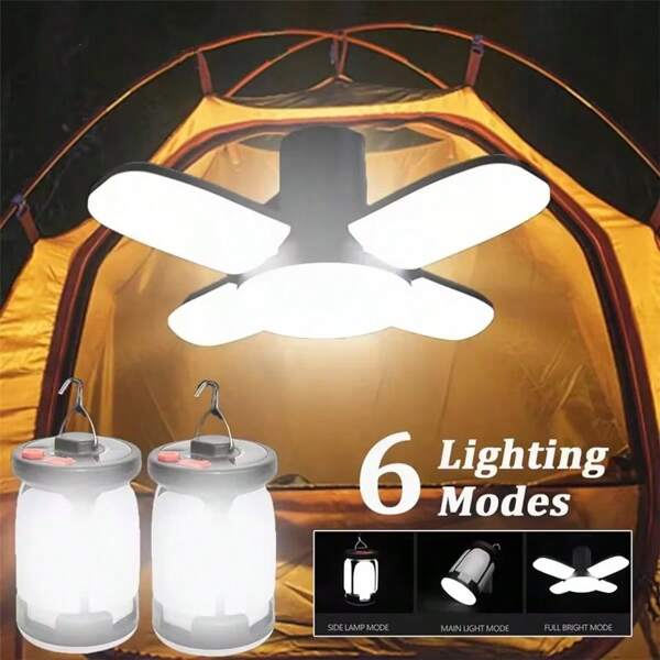 1PC Camping Lantern, LED Camping Lights Lamp With 6 Light Modes, Ultra Bright LED Tent Light, USB & Solar Rechargeable Camping Lights For Camping, Fishing, Hiking, Outdoor Party Etc