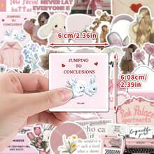 50张粉色美学贴纸，适用于装饰房间、剪贴簿、笔记本电脑、手机、滑板，防水乙烯基材质，是送礼、学习用品和返校季的理想之选。