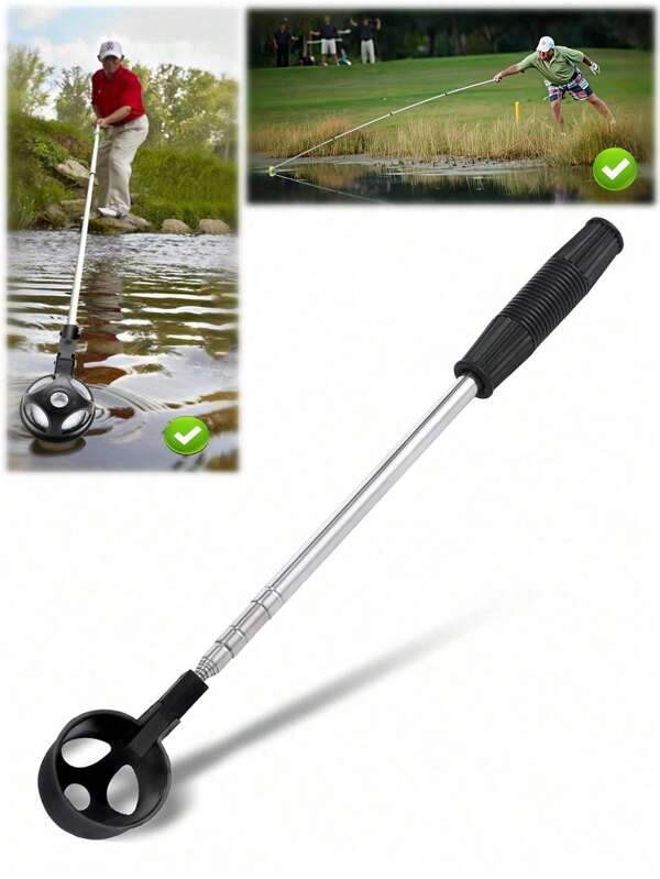 1 draagbare roestvrijstalen golfbal-retriever - Duurzame en verstelbare, uitschuifbare golfbal-tool van 195 cm/76,77 inch voor water, telescopisch golfaccessoire. Golfbal-retriever voor alle golfers.