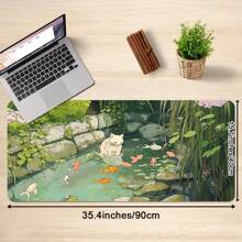 1PC Super Cool Cat Is In The Fishpond Large Gaming Mouse Pad With Extended Rubber Edge And Precise Locking - Soft Comfortable And Non-Slip For Your Desk