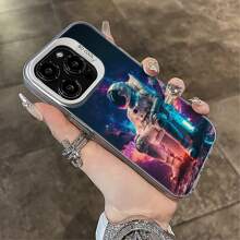 1pc Fashionable Astronaut Style Shock-Proof Phone Case, Thick Anti-Slip Protective Cover Compatible With IPhone 11, 12, 13, 14, 11ProMax, 12ProMax, 13ProMax, 14ProMax, XR, 15, 15PRO, 15PROMAX, Galaxy S20/S21/S22/S23/S24/S25/S24FE/S24Ultra/S25Ultra - Technology Atmosphere Astronaut - View 2