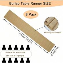 6 Pack Natural Burlap Table Runners,12 X 72 Inch Rustic Jute Table Runner And Placemats Bulk For Western Wedding Table Decorations,Farmhouse Style Party,Holiday,Kitchen Coffee Table Decor Cover - 8 包 12x108 英寸 - 查看 2