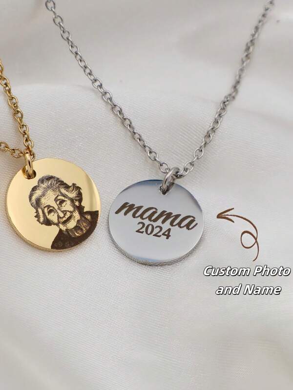 1pc Customized Portrait Engraved Letter Personalized Round Photo Pendant Necklace | Stainless Steel Custom Handwritten Text Cross Chain Necklace | Memorial Cross Round Photo Necklace | Customized Gift | Friend Necklace | Handmade Necklace | Customized Necklace | Anniversary Gift | Personalized Gift | Gift For Mother | Gift For Girlfriend | Minimalist Necklace | Birthday Gift | Wedding Gift | Memorial Gift | Customized Engraved Photo Pendant Necklace,Delicate Romance,Black,Silver,Gold,Stylish,Colorful,Vintage,Simple,Unisex,Casual,Cuties,Custom,Personalized,Unique,Ideal Gifts For Him,Ideal Gifts For Her,Her,Boyfriend,Girlfriend,Dad,Mom,Family,Friends,For Anniversaries,For Birthdays,For Graduation,For Prom,For Party,Customized Fashion Necklaces,Silver Stylish
