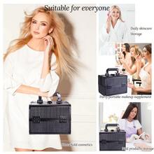 Makeup Train Case Lightweight Cosmetic Box Portable Lockable Makeup Case Organizer 2 Trays Makeup Storage With Mirror Locking For Traveling Makeup Storage Box - Black - View 2