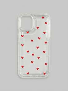 1pc Red Heart Pattern Transparent Shockproof Phone Case, Compatible With IPhone & Galaxy Cases, Phone Cases, Galaxy Protective Cover Compatible With IPhone 17/17 Pro/17 Pro Max/16/16 Pro Max, Suitable For Personal Use Or As A Gift - Multicolor - View 17