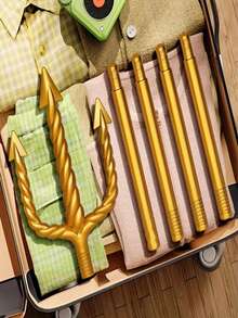 1 件金色三叉戟道具万圣节装饰服装配件希腊神启发海王星塑料三叉戟派对礼物 - 金色 - 查看 5