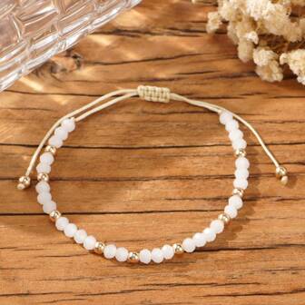 2/4/6/8/10pcs New In Summer Fashion Bracelet Crystal Gold Plated Bead Women Jewelry Handmade Friendship String Jewellery