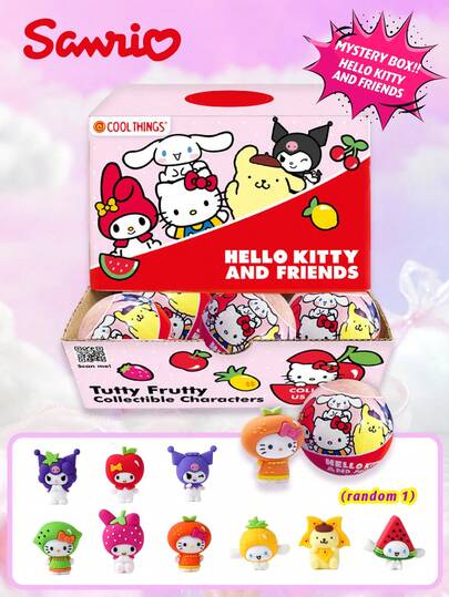  1PC Sanrio Officially Licensed Sanrio Mystery Blind Box Cute Fruits Pattern Blind Bag Series Hello Kitty My Melody Pompompurin Cinnamoroll Kuromi And Other 3D Anime Characters Random 1 PVC High Quality Anime Creative Collectible Merch Home Bedroom Desktop Decor Christmas Valentine's Day Birthday Funny Gifts For Friends Fans