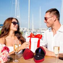 心形 LED 灯订婚戒指盒，珠宝礼盒，适用于求婚、婚礼、情人节、周年纪念、圣诞节、母亲节（星空黑）、学校用品、返校 - 彩色 - 查看 4